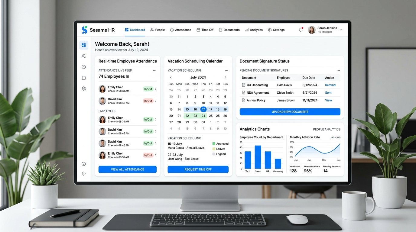 Painel do Software Sesame HR